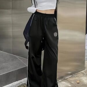 Black Track Pants with White Piping brand new
